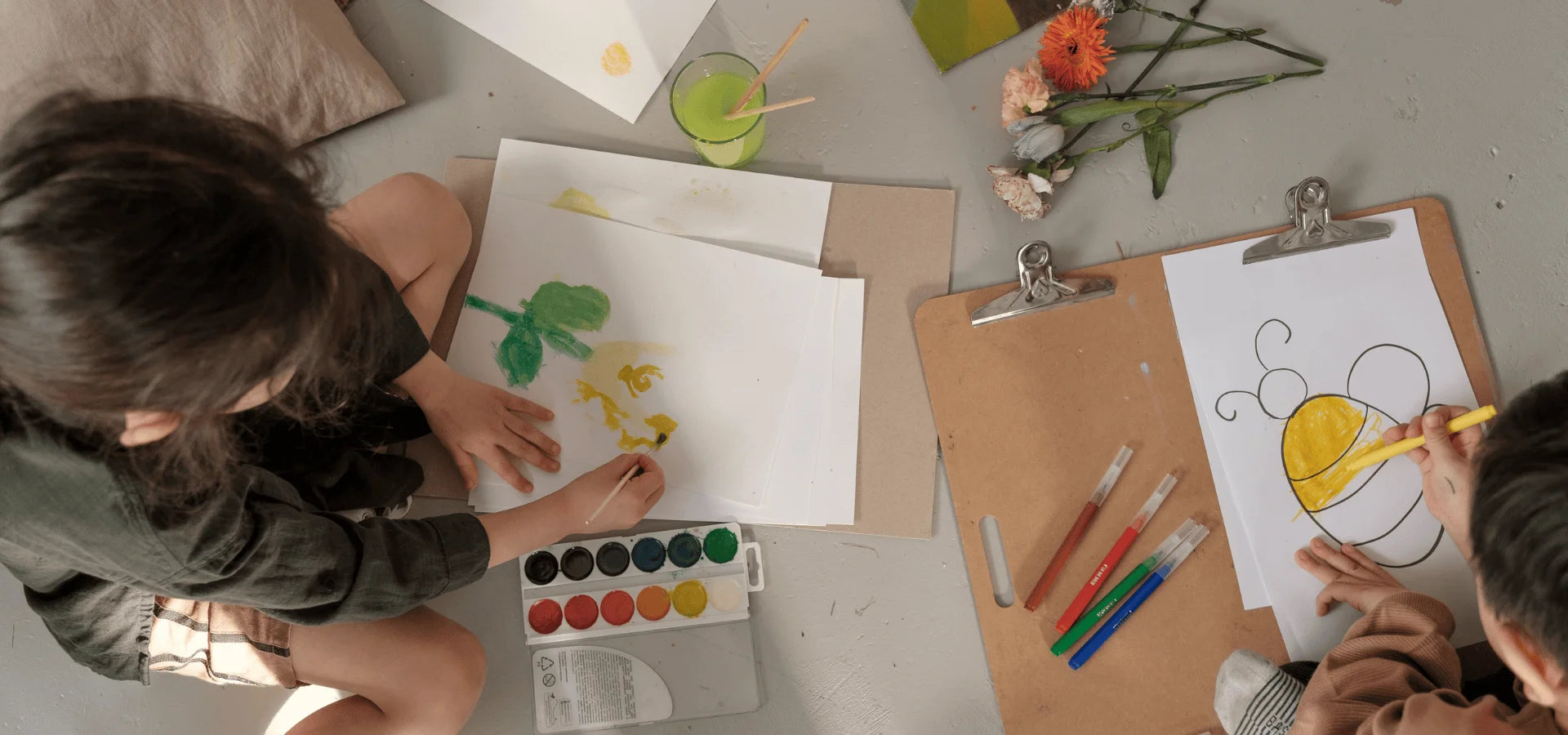 Kids doing arts and crafts