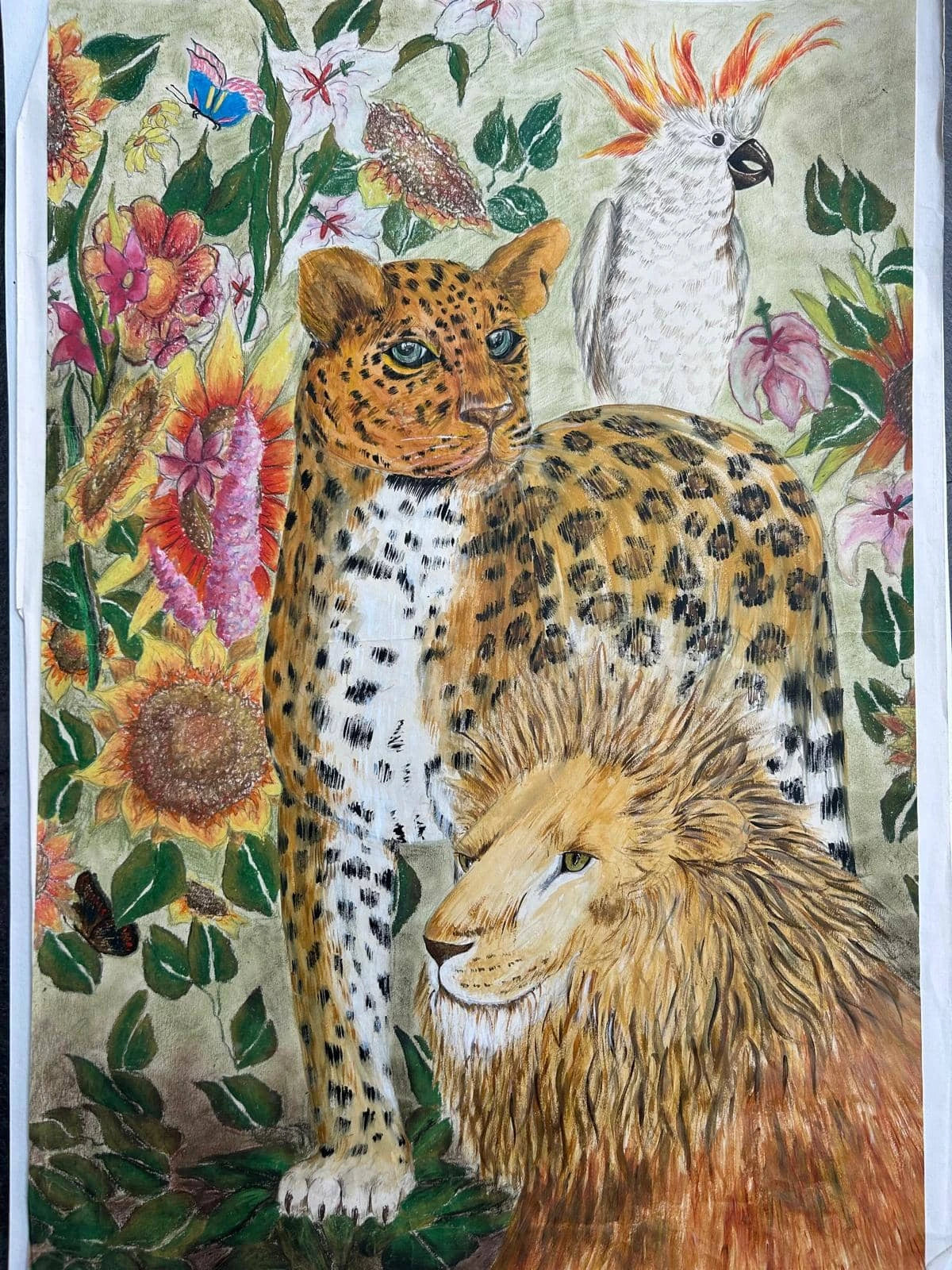 Coloured Drawing of a Cheetah and Lion